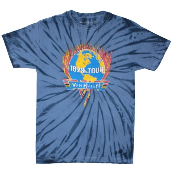 VAN HALEN Flame Globe 1979 World Tour Tie Dye T-shirt - Picture 1 of 5